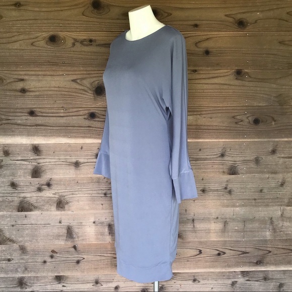 Lemon & Buzz Gray Dolman Sleeve Banded Hem Midi Dress Size Medium - Picture 4 of 13